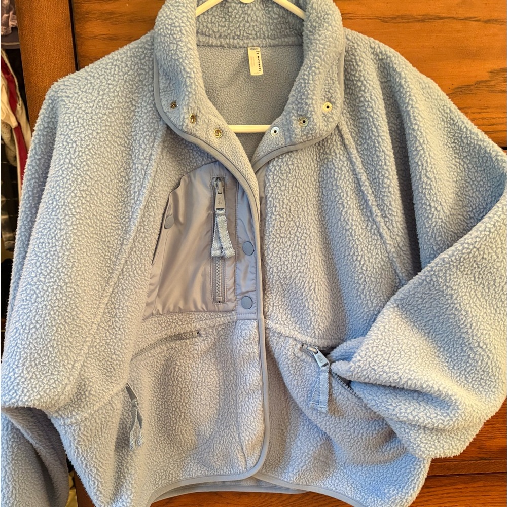 Free People Hit the Slopes light Blue Fleece Jacket